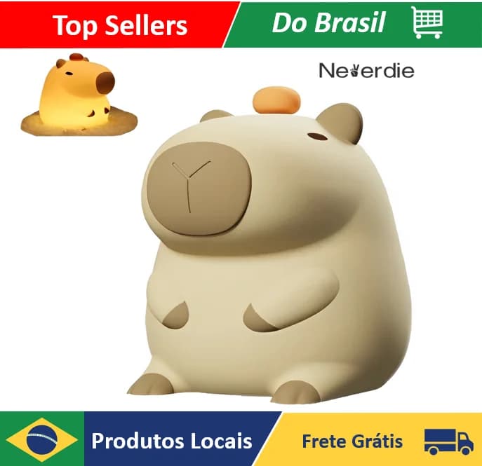 Neverdie Luminária Abajur Capivara LED com Pilha - R$ 88,88