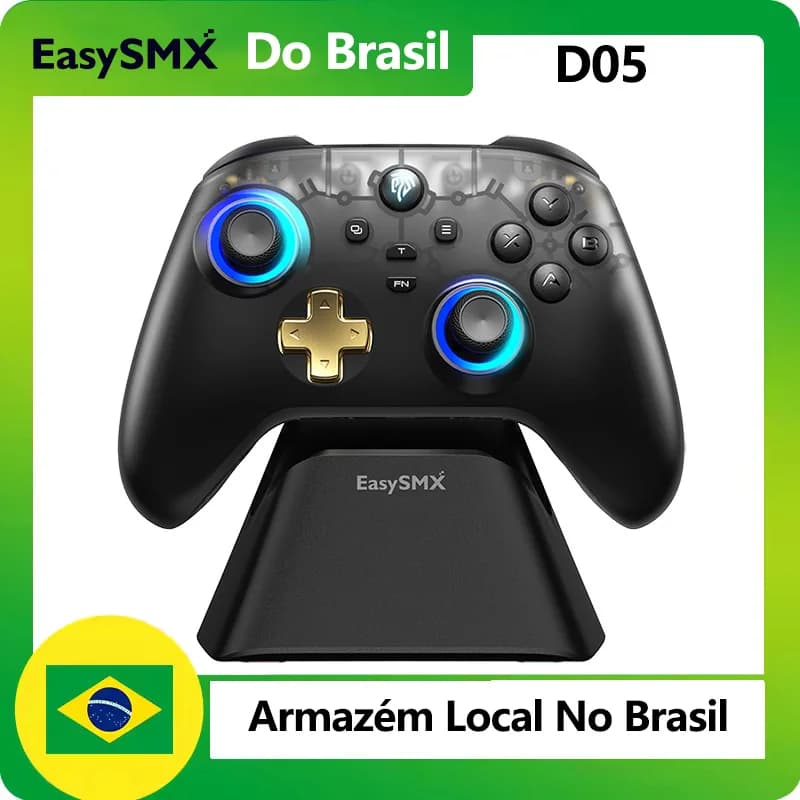 EasySMX Controle Hall D05 sem fio – PC, Switch, Celular, TV, RGB