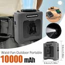 Ventilador de Cintura Portátil 10000mAh com LED – 5 Velocidades — miniatura