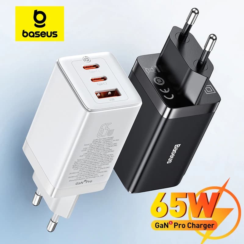 Baseus Carregador Rápido 65W USB-C PD/QC para iPhone