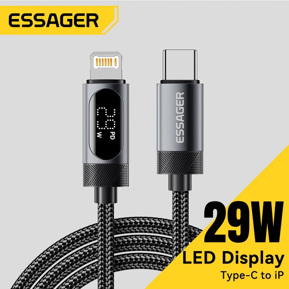 Essager Cabo USB‑C Iluminado PD 29W para iPhone, iPad e MacBook