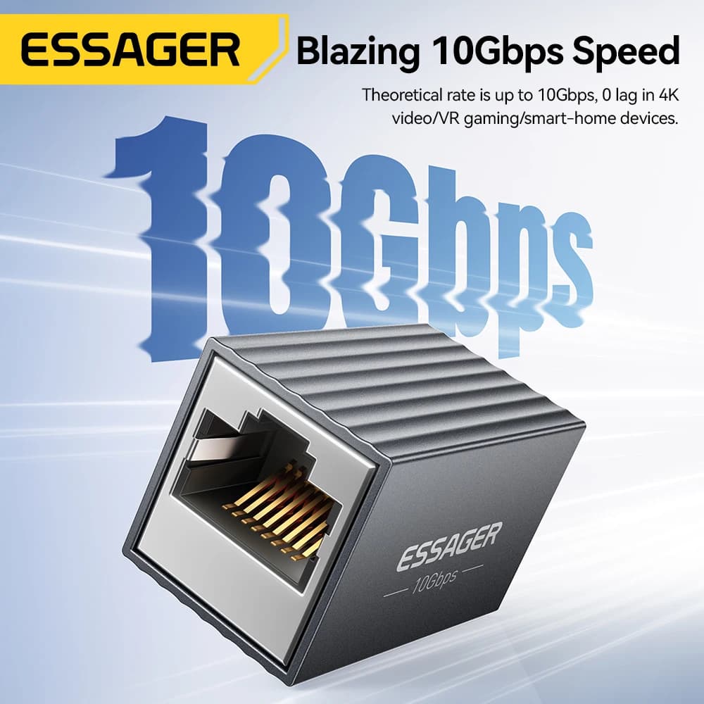 Essager Adaptador RJ45 10Gbps Fêmea-Fêmea para Cat6/7/8