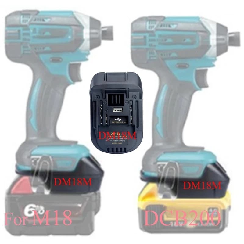 Adaptador Conversor DM18M Compatível com Milwaukee DeWalt Makita