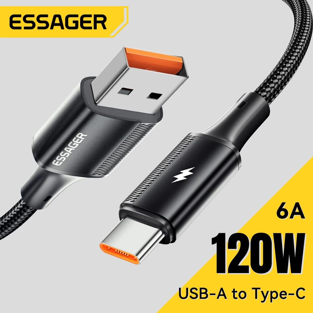 Essager Cabo USB Tipo C 6A 120W para Xiaomi, Samsung, Huawei