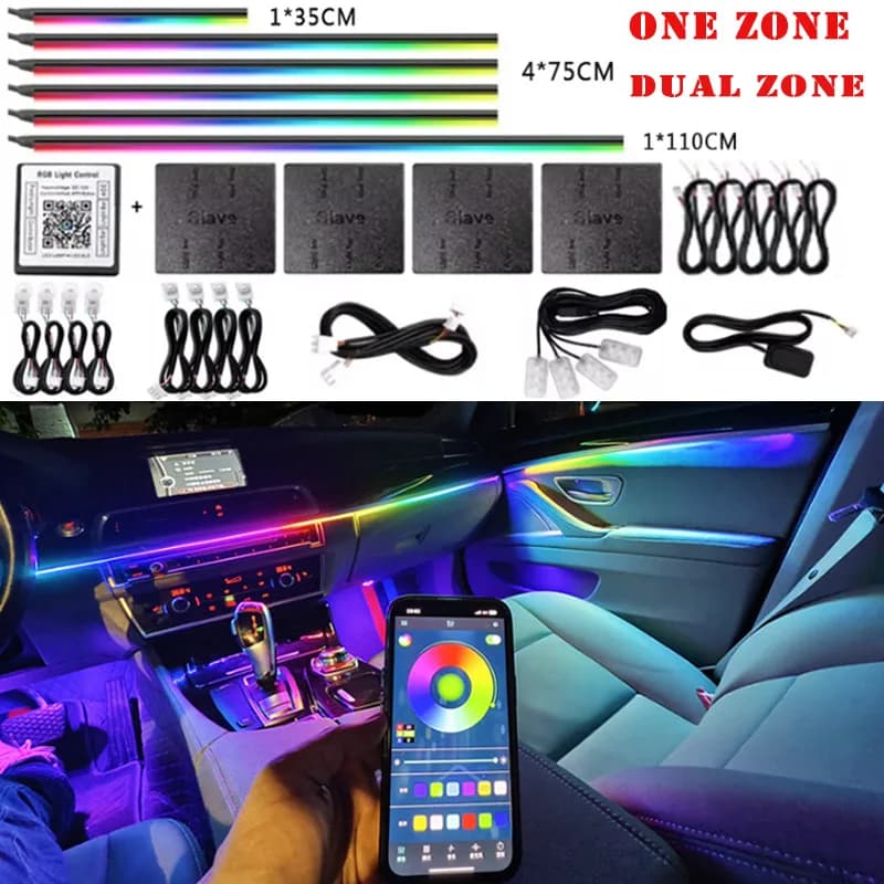 KALADA Luz Ambiente LED RGB para Carro com Controle Bluetooth