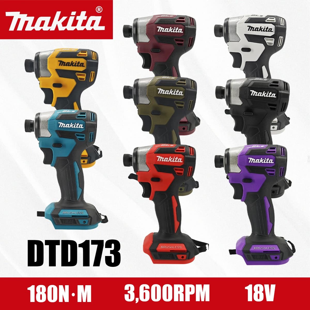 Makita Parafusadeira Elétrica 18V DTD173 180Nm Multicolorida