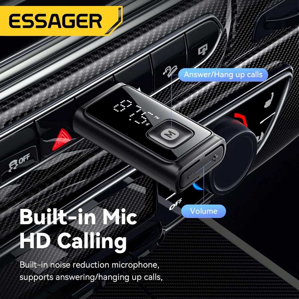 Essager Transmissor FM Bluetooth 5.4 sem fio para carro