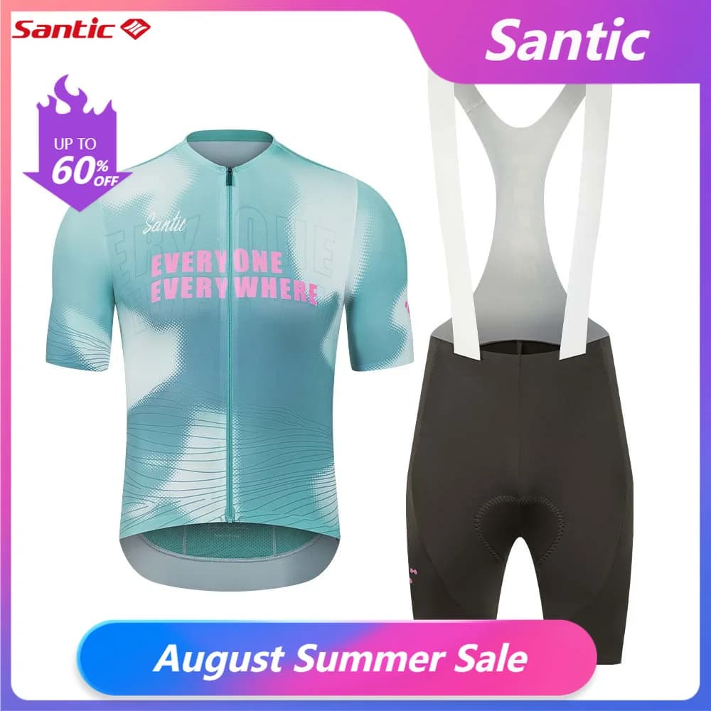 Santic Conjunto Ciclismo Masculino Manga Curta Secagem Rápida