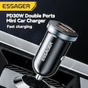 Essager Carregador de Carro USB-C 30W PD/QC 3.0 – Rápido 5A — miniatura