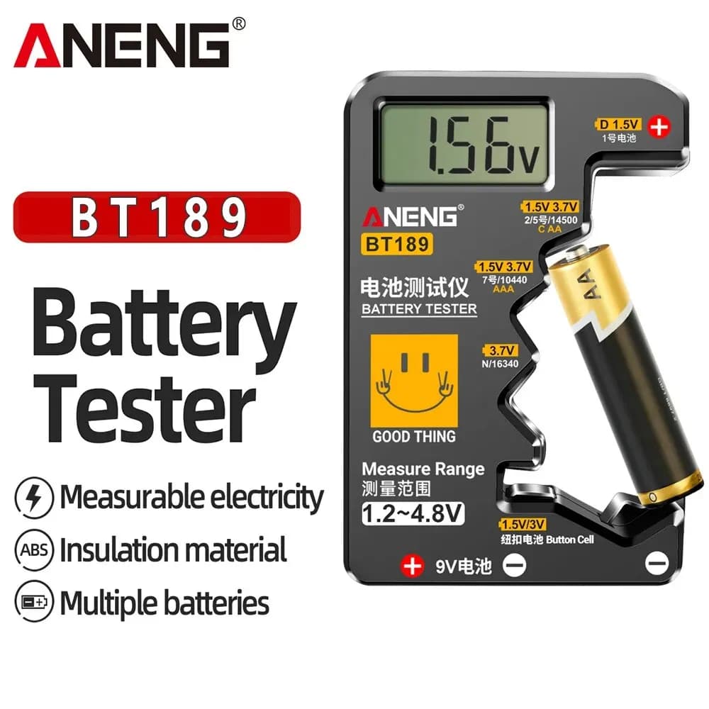 Aneng Testador de Bateria de Botão 9V 12V LCD - Universal