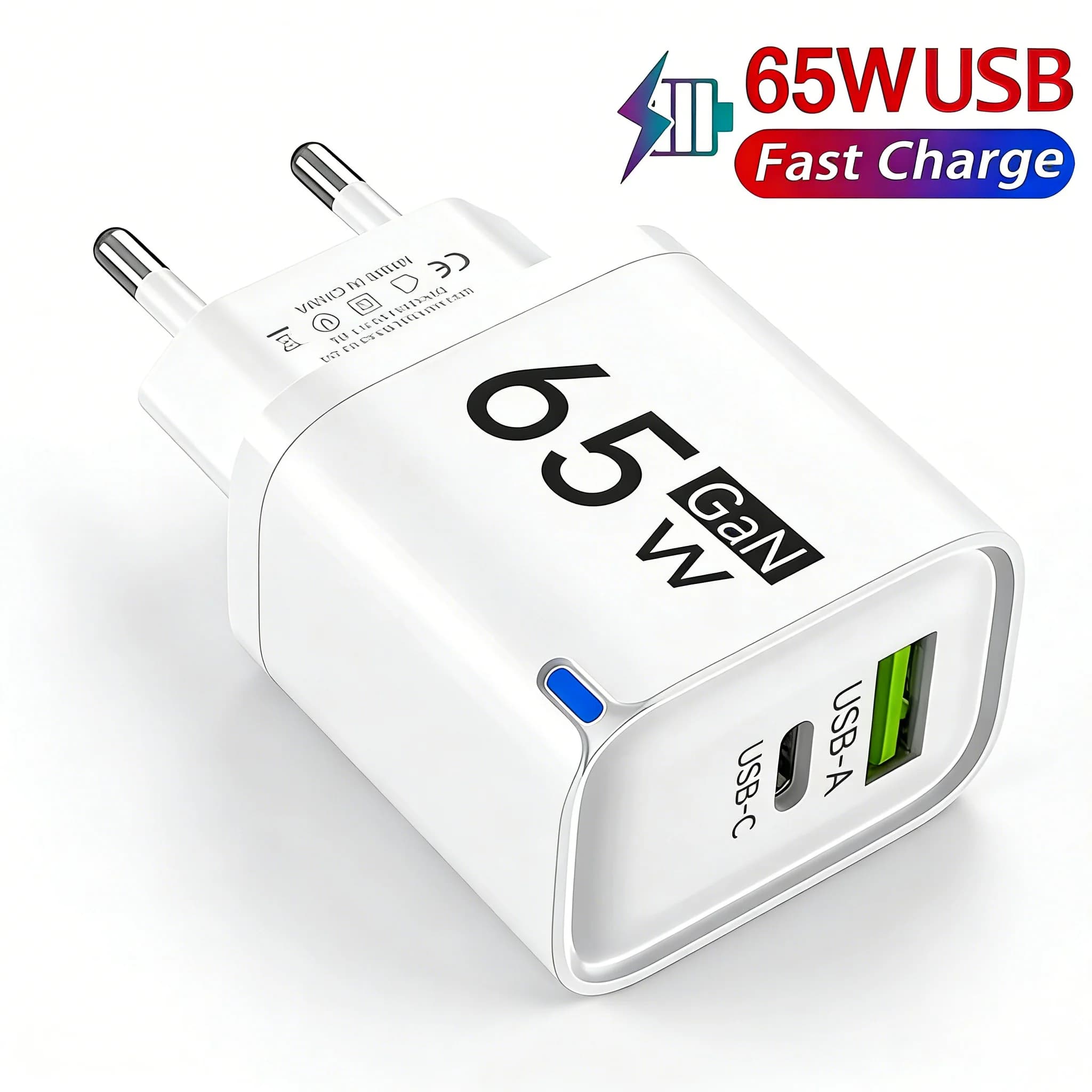 Carregador 65W GaN Multiportas – Quick Charge QC3.0