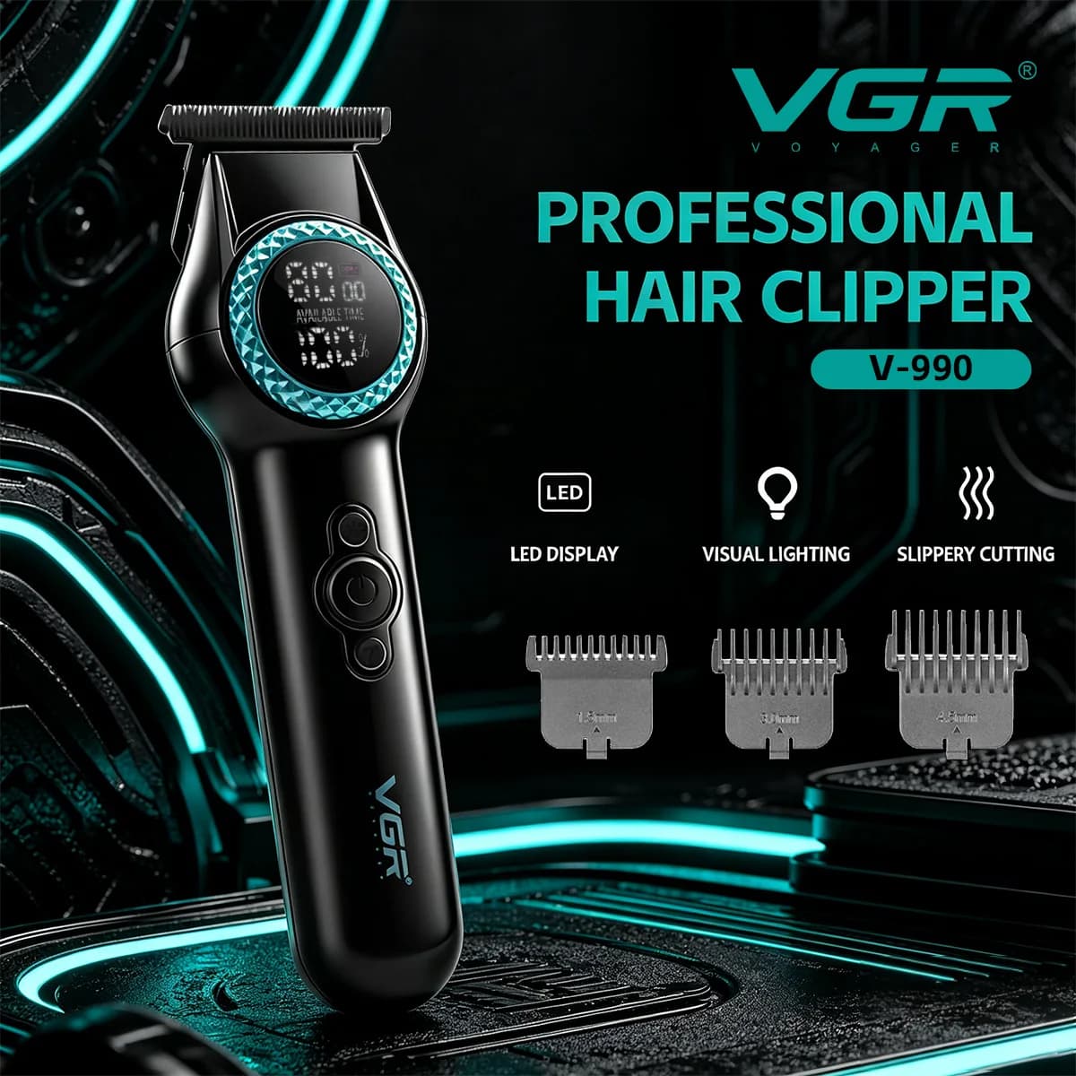 VGR Aparador de Cabelo Sem Fio 8000 RPM – Corte Profissional