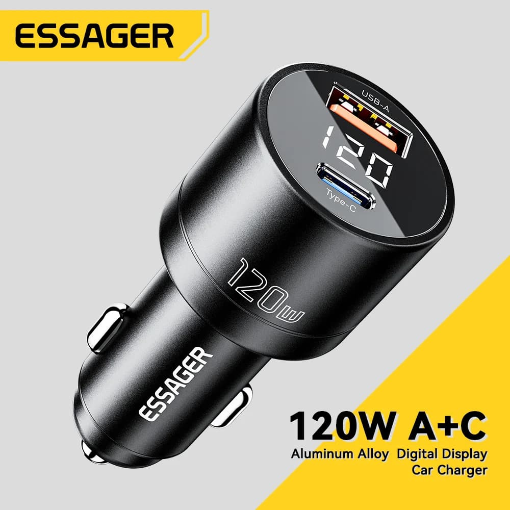 Essager-Carregador de Celular Portátil, Carregador Super Rápido, Tipo C USB, 120W, QC 4.0, PD 3.0, iPhone 15, 14, Samsung