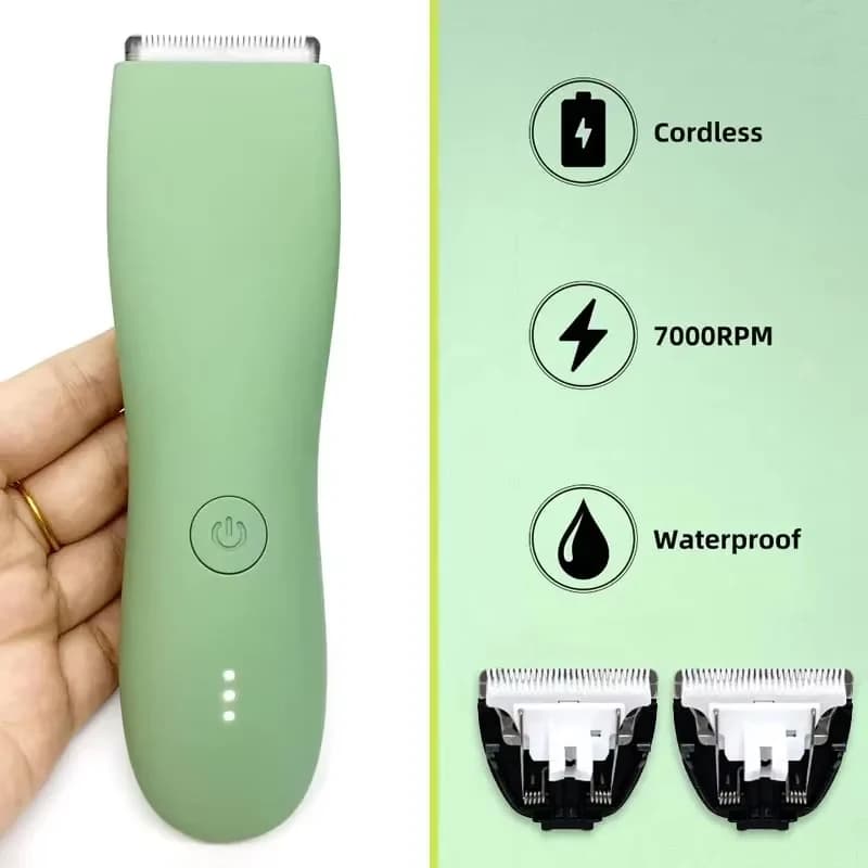 Aparador de Pêlos Corporais Masculino à Prova d'Água - Verde