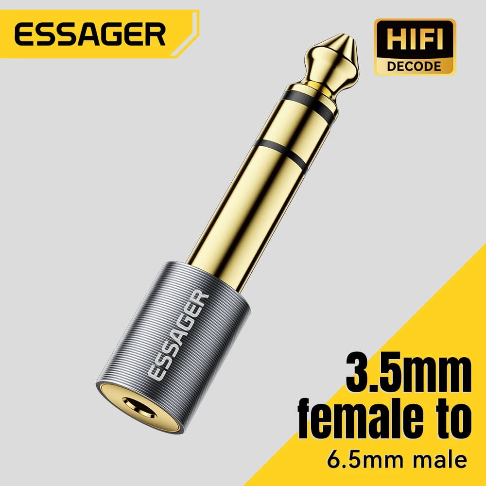 Essager Adaptador 3.5mm → 6.5mm para Guitarra, Microfone e Fone