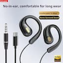 Yx2 Fone de Ouvido Clip-On com Controle Tipo C - 3.5mm, Som 9D — miniatura