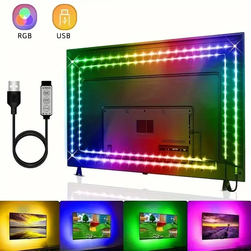 Fita de Luz LED 5V RGB 5050 – Rolo com Controle 3 Teclas