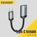 Cabo de Áudio Essager Tipo-C para Lightning, Adaptador OTG USB-C Fêmea para iPhone Macho, Conversor de Fone de Ouvido para iPhone 16 15, iPad Air, Mac — miniatura