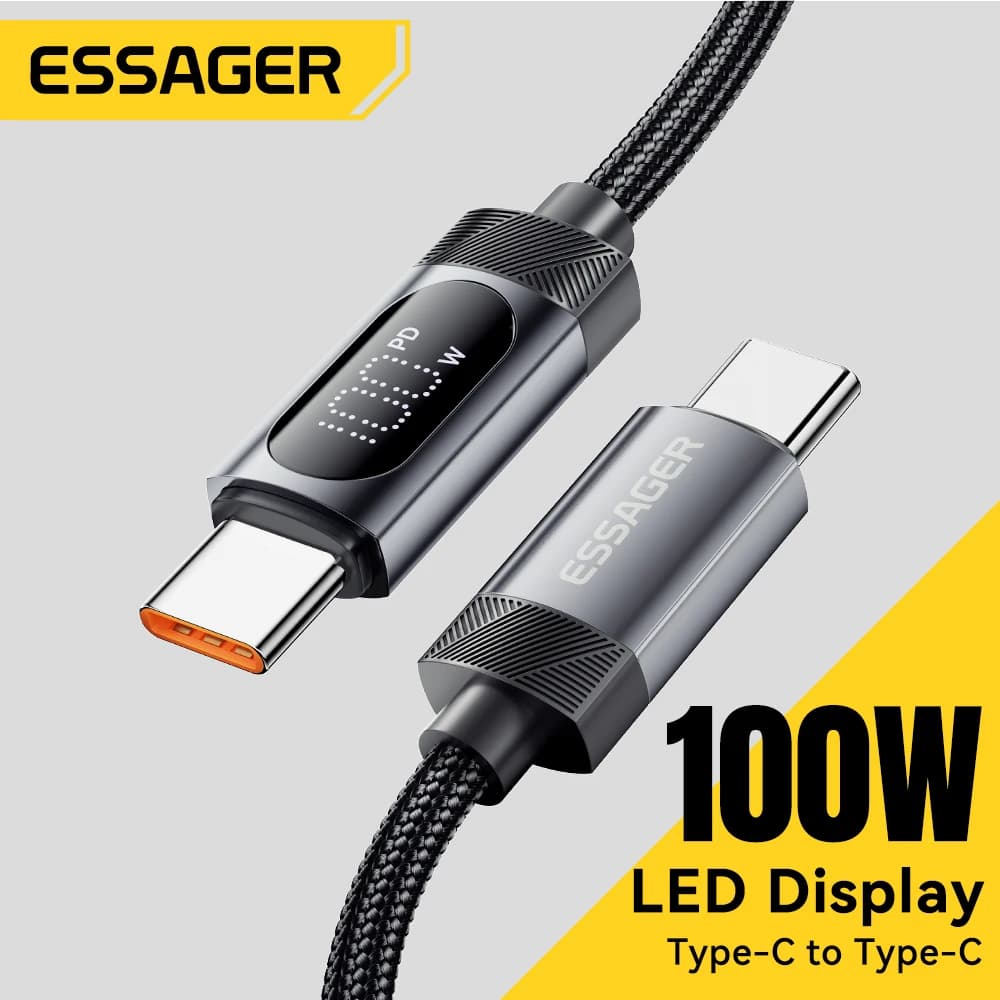 Essager Cabo Tipo C 100W PD para iPhone, Samsung e MacBook