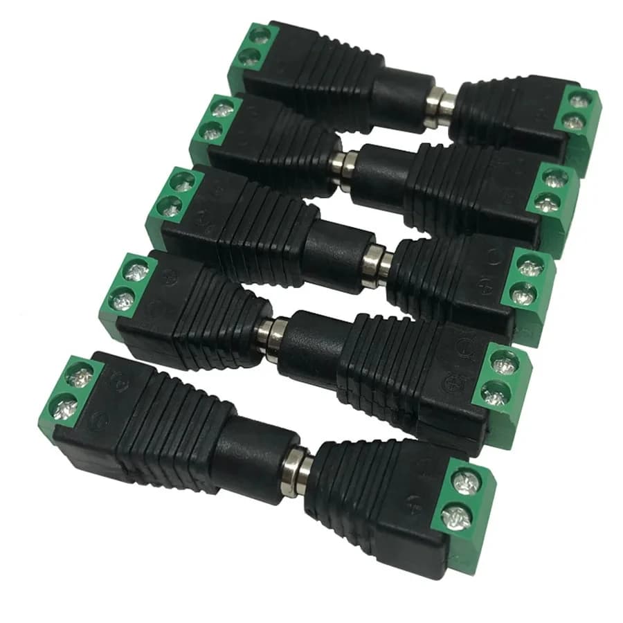 Conectores DC 12V 5,5x2,1mm 5 pares – adaptador para LED e CCTV
