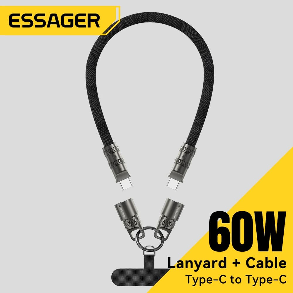 Essager Cabo 2 em 1 Tipo-C com Alça 60W - Carregamento Rápido