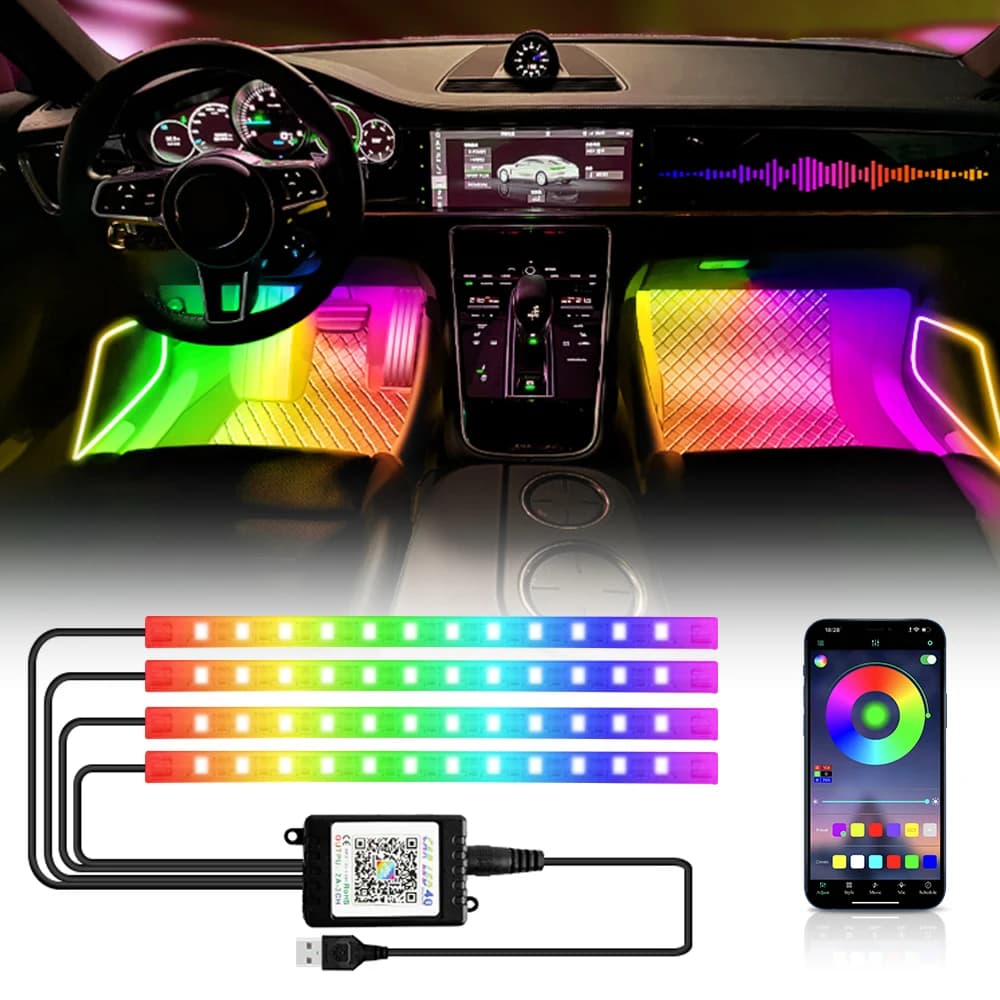 KALADA Luz LED Neon para Carro com Controle Remoto