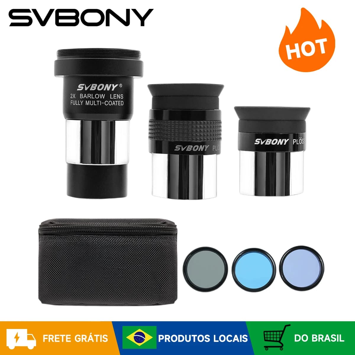 SVBONY Kit Acessórios Telescópio 7 Peças Oculares Filtros