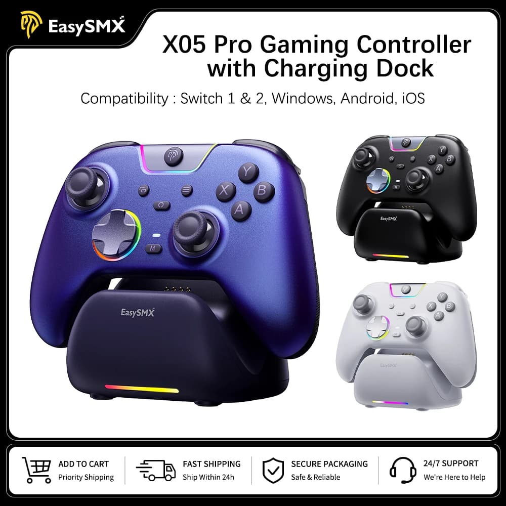 EasySMX Controle Sem Fio X05 Pro Joysticks Hall 1000Hz