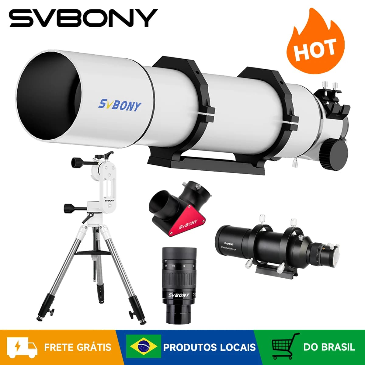 SVBONY Conjunto Telescópio Astronômico 90mm/102mm Astrofotografia