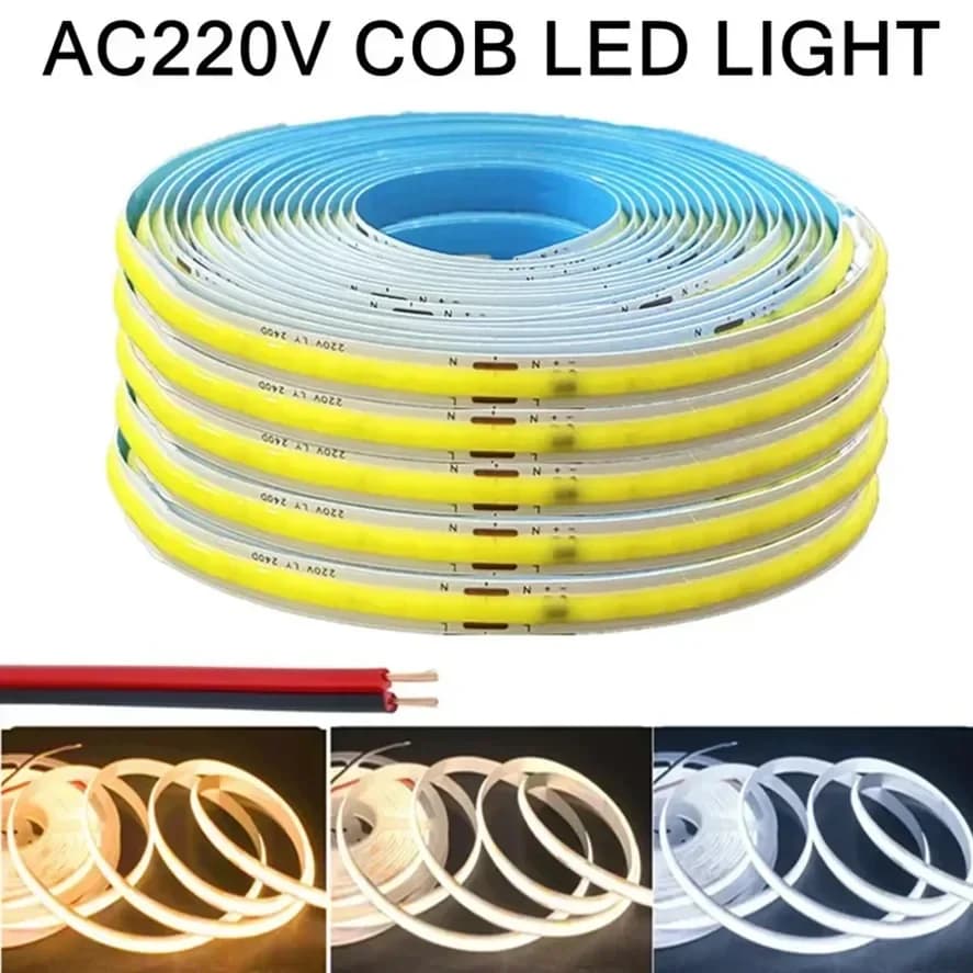 Fita de LED 1-5m 220V Alto Brilho, 240 LEDs, Branco Quente