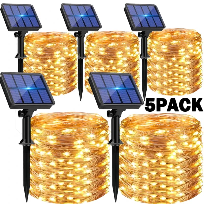 Luzes de Natal LED Solares – Pacotes 1 a 5, 8 Modos, Impermeáveis