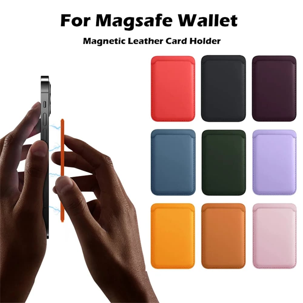 Capa Carteira Couro MagSafe – Suporte Cartão e iPhone 13‑15
