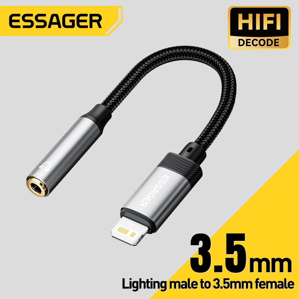 Essager Adaptador de Áudio USB-C para 3,5mm - Cabo Auxiliar