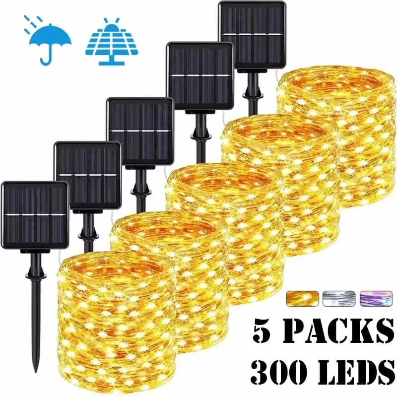 Lâmpada Solar LED 32m - Luz de Fada à Prova d'Água para Jardim