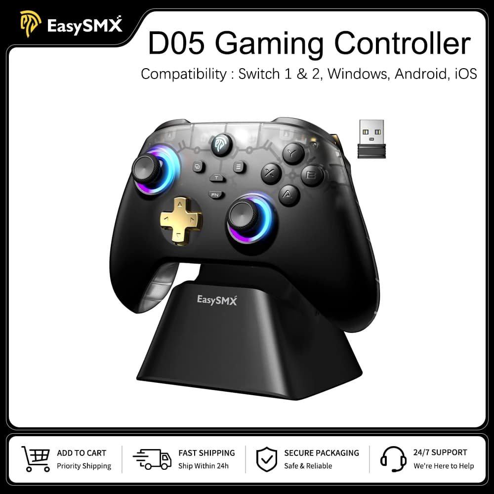 EasySMX D05 Gamepad sem fio RGB para Switch e PC