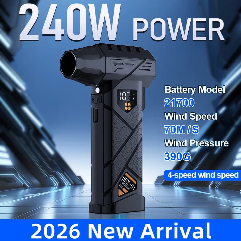Turbo Ventilador 580k rpm sem fio - 380g, alta força de sopro