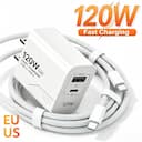 Genérico Carregador USB-C GaN 120W 2 Portas - Rápido e Compacto — miniatura