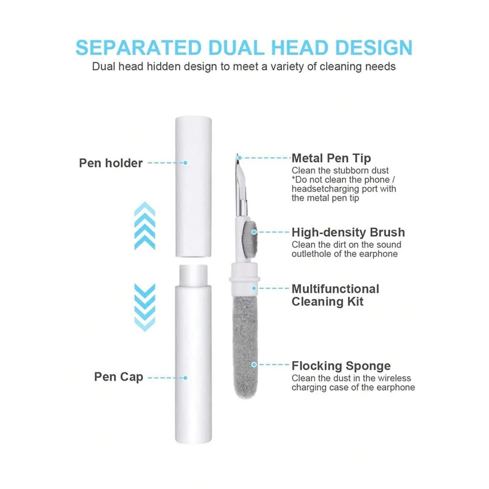 Caneta de Limpeza Portátil – Escova Macia para Fones Bluetooth