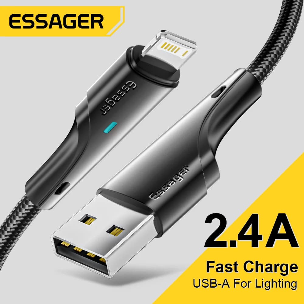 Essager Cabo USB 2.4A para iPhone 11/12/13 – Carregamento Rápido
