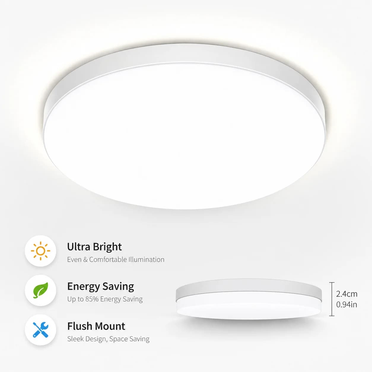 LED UltraThin Luminária de Teto 6500K à Prova d'Água - R$28,69