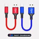Cabo USB-A para Tipo-C Curto 0,25m 3A - Nylon Trançado — miniatura