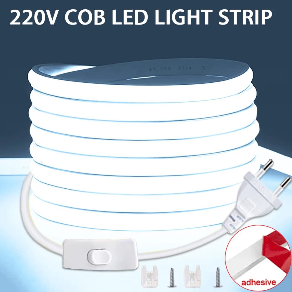 Tira LED Flexível 220V com Interruptor e Plugue UE – R$19,69