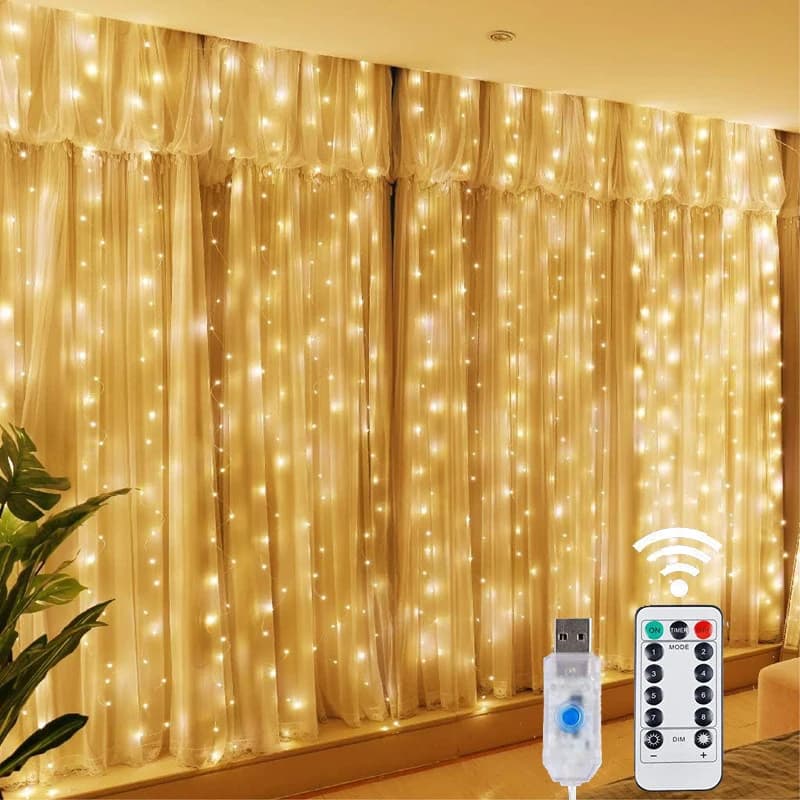 Luzes de Natal LED 8 modos com controle remoto USB – Decoração