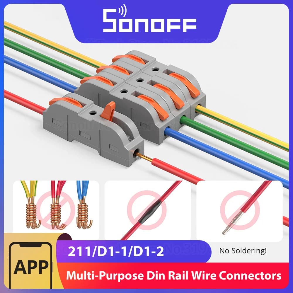 Sonoff Bloco de Terminais DIN Rail - Conector Fiação