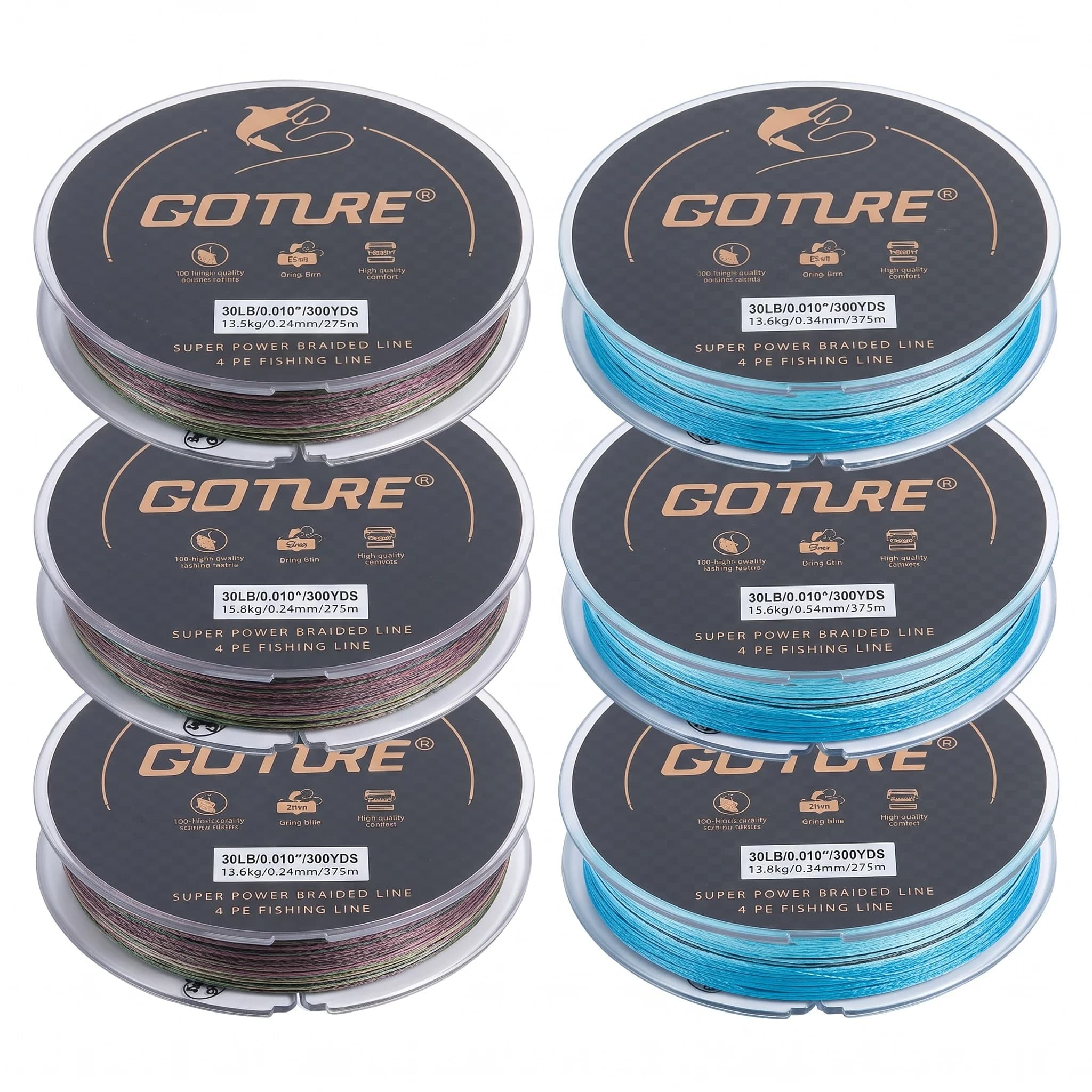 Goture Linha de Pesca Trançada 275m 4 Fios 15-30Lb