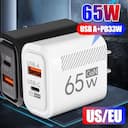 Carregador USB‑C 65W PD 3.0 - Plug UE/EUA, carga rápida — miniatura