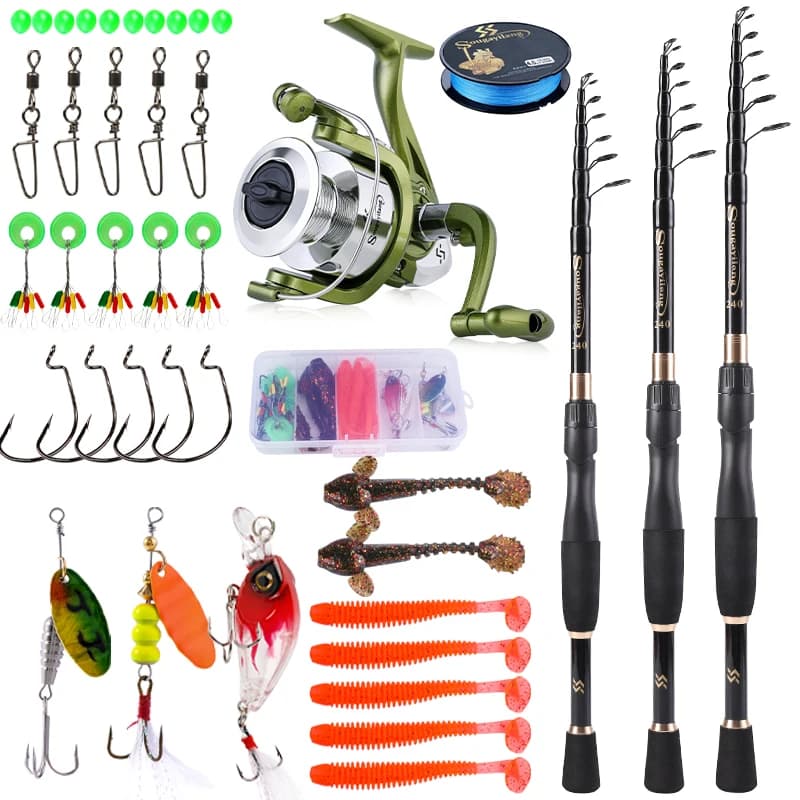 Sougayilang Kit Pesca Completo Telescópica Fibra Carbono