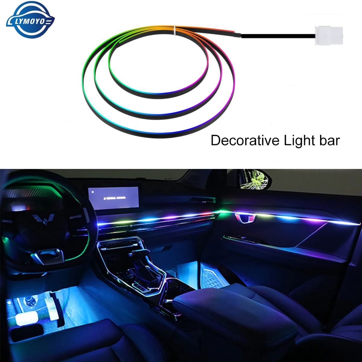 KALADA Fita LED Acrílico 110/140cm RGB para Interior de Carro