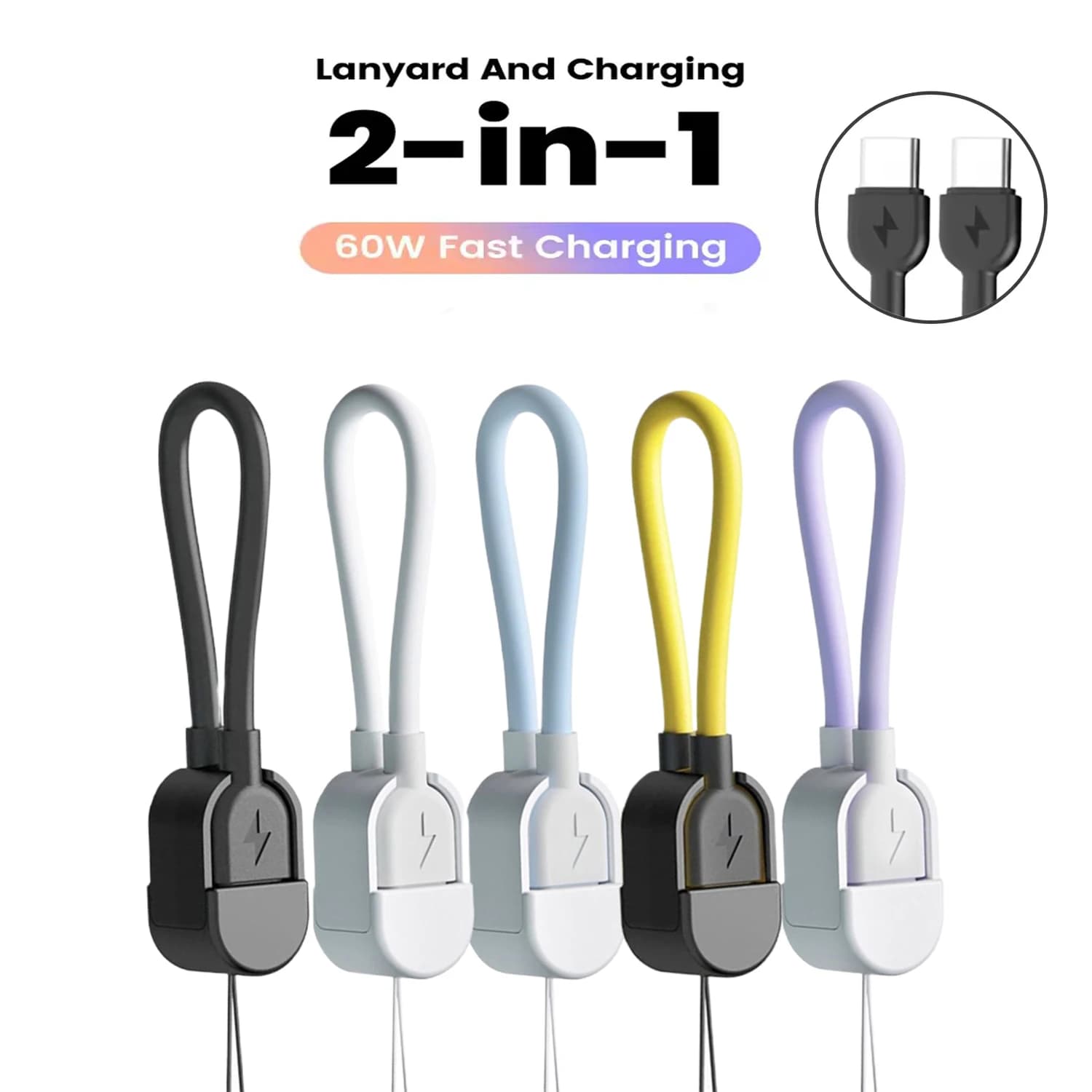 Cabo Curto PD 60W Tipo C – Carregamento Rápido 16cm