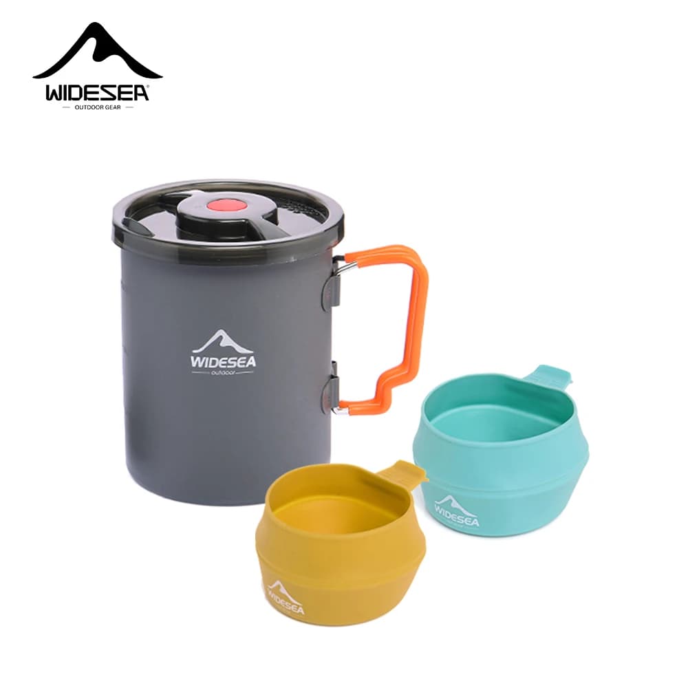 Widesea Kit Camping Portátil com Pote Café e Talheres